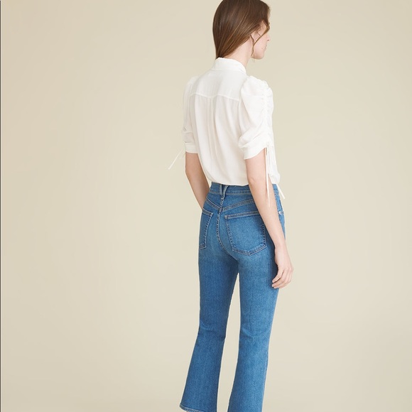 Veronica Beard Carmine Shirred Drawstring Blouse - Picture 4 of 7